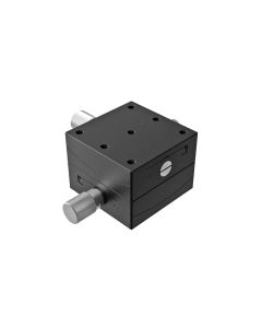65X65mm Goniometer, Brass Dovetail, 2-Axis, +/-15 deg, 76mm Axis Ht, Right-handed, Worm-gear, M6 Thd