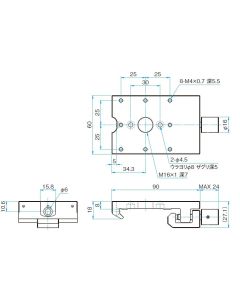 60mm-Long Viewport Carrier for Medium 50mm Wide Rails, M4 Thread