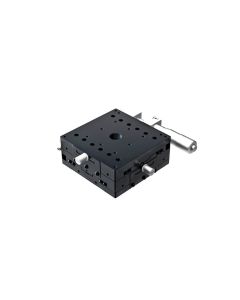 100X100mm Crossed-Roller Bearing, Aluminum, XY-Axis Stage, Side Micrometer, +/-12.5mm, M4 Threads, Right-handed