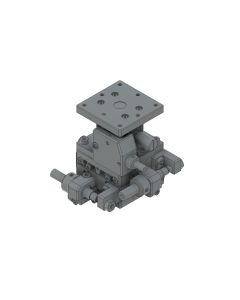 40X40mm EXC Bearing, Steel, XYZ-Axis Stage, Side Hex Screw, +/-6.5/6.5/3.0mm, 6-32 Threads, Right-handed