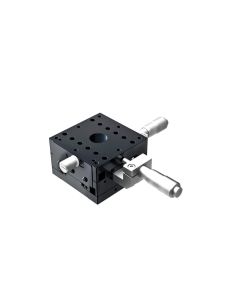 60X60mm Crossed-Roller Bearing, Aluminum, XY-Axis Stage, Center Micrometer, +/-6.5mm, M4 Threads