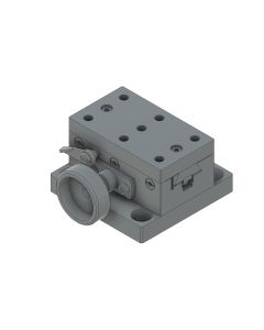 38X65mm Dovetail Bearing, Brass, X-Axis Stage, Rack&Pinion Drive, +/-15mm, M6 Threads