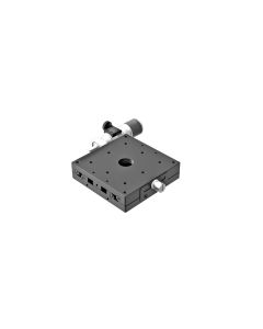 80X80mm EXC Bearing, Steel, X-Axis Stage, Side Sub-Micron Worm-screw Micrometer, +/-6.5mm, M4 Threads, Right-handed