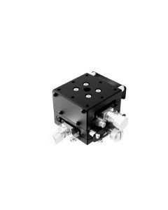 40X40mm Goniometer, EXC Bearings, 2-Axis, +/-10 deg, 40mm Axis Ht, Worm-gear, M3 Thd