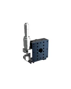 60X60mm Crossed-Roller Bearing, Aluminum, Z-Axis Stage, (Vertical Platform/Horizontal Base) Side Differential Micrometer, +/-6.5mm, M4 Threads