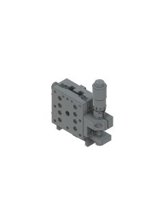 40X40mm Crossed-Roller Bearing, Aluminum, Z-Axis Stage, (Vertical Platform/Horizontal Base) Side Micrometer, +/-6.5mm, M3 Threads, Right-handed