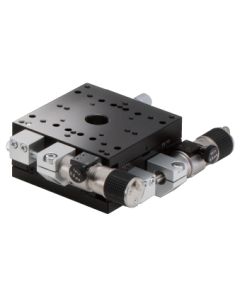 80X80mm Crossed-Roller Bearing, Aluminum, XY-Axis Stage, Side Sub-Micron Worm-screw Micrometer, +/-7.5mm, M4 Threads
