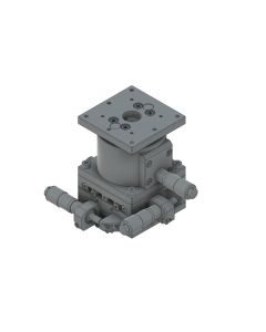60X60mm EXC Bearing, Steel, XYZ-Axis Stage, Side Micrometer, +/-6.5/6.5/5.0mm, M4 Threads, Right-handed