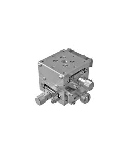 40X40mm Goniometer with Nickel Plating, EXC Bearings, 2-Axis, +/-20 deg, 20mm Axis Ht, Worm-gear, M3 Thd