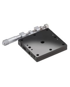 60X60mm EXC Bearing, Steel, X-Axis Stage, Side Micrometer, +/-6.5mm, M4 Threads