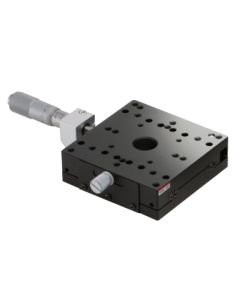 80X80mm Crossed-Roller Bearing, Aluminum, X-Axis Stage, Center Micrometer, +/-7.5mm, M4 Threads