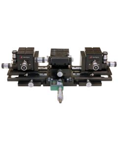Workstation for input/output coupling of waveguides and optical devices with 6-axis control