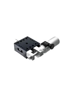 40X40mm Crossed-Roller Bearing, Aluminum, X-Axis Stage, Side Sub-Micron Worm-screw Micrometer, +/-6.5mm, 6-32 Threads