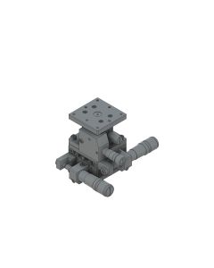 40X40mm EXC Bearing, Vacuum Compatible, Stainless Steel, XYZ-Axis Stage, Side Micrometer, +/-6.5/6.5/3.0mm, M3 Threads