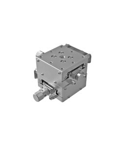 40X40mm Goniometer with Nickel Plating, EXC Bearings, 2-Axis, +/-20 deg, 20mm Axis Ht, Right-handed, Worm-gear, M3 Thd