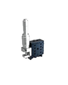 40X40mm Crossed-Roller Bearing, Aluminum, Z-Axis Stage, (Vertical Platform/Horizontal Base) Side Differential Micrometer, +/-6.5mm, 6-32 Threads