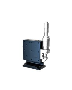 60X60mm EXC Bearing, Steel, Z-Axis Stage, (Vertical Platform/Horizontal Base) Side Differential Micrometer, +/-6.5mm, M4 Threads, Right-handed