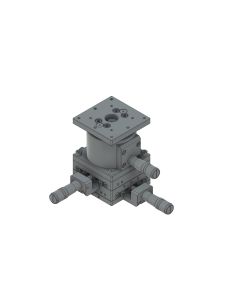 60X60mm EXC Bearing, Vacuum Compatible, Stainless Steel, XYZ-Axis Stage, Center Micrometer, +/-6.5/6.5/5.0mm, M4 Threads