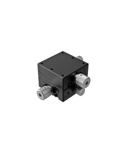 25X25mm Goniometer, Brass Dovetail, 2-Axis, +/-15 deg, 30mm Axis Ht, Worm-gear, M2 Thd