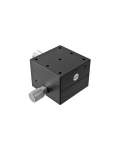 65X65mm Goniometer, Brass Dovetail, 2-Axis, +/-20 deg, 50mm Axis Ht, Right-handed, Worm-gear, 1/4-20 Thd