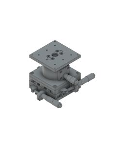 80X80mm EXC Bearing, Steel, XYZ-Axis Stage, Side Micrometer, +/-12.5/5.0mm, M4 Threads
