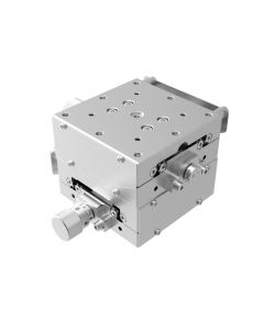 60X60mm Goniometer with Nickel Plating, EXC Bearings, 2-Axis, +/-20 deg, 35mm Axis Ht, Right-handed, Worm-gear, M4 Thd