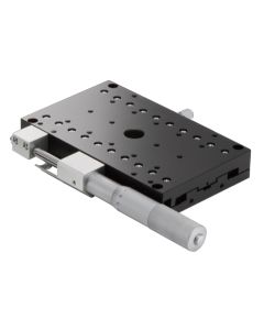 100X160mm Crossed-Roller Bearing, Aluminum, X-Axis Stage, Side Micrometer, +/-25mm, M4 Threads