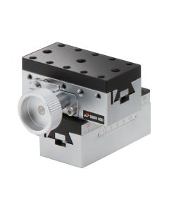 25X50mm Dovetail Bearing, Brass, XY-Axis Stage, Rack&Pinion Drive, +/-10mm, M4 Threads