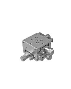 40X40mm Goniometer with Nickel Plating, EXC Bearings, 2-Axis, +/-8 deg, 60mm Axis Ht, Worm-gear, M3 Thd