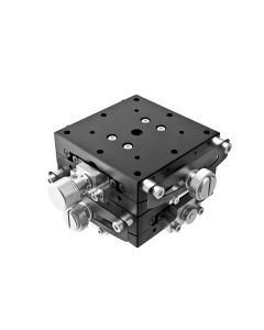 60X60mm Goniometer, EXC Bearings, 2-Axis, +/-10 deg, 85mm Axis Ht, Worm-gear, M4 Thd