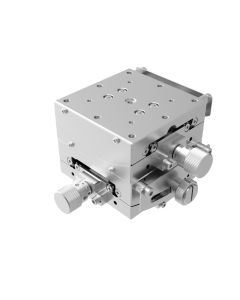 60X60mm Goniometer with Nickel Plating, EXC Bearings, 2-Axis, +/-20 deg, 35mm Axis Ht, Worm-gear, M4 Thd