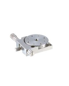40mm Diameter, Stainless Steel, Lapped-Surface Bearing Rotation Stage, +/-5 Deg Fine Adjustment, Micrometer Drive, M3 Threads