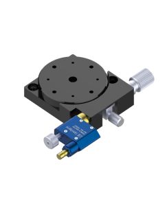 Motorized 40mm Diameter, Brass, Lapped-Surface Bearing Rotation Stage, 360 Deg Manual Rotation, 8 Deg Fine Adjustment, Piezomotor Drive, M3 Threads