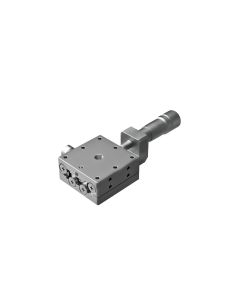 25X25mm EXC Bearing, Vacuum Compatible, Stainless Steel, X-Axis Stage, Center Micrometer, +/-3mm, M2 Threads