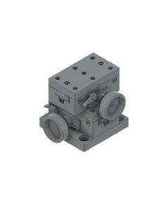 38X65mm Dovetail Bearing, Brass, XY-Axis Stage, Rack&Pinion Drive, +/-15mm, M4 Threads