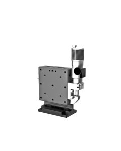 60X60mm EXC Bearing, Steel, Z-Axis Stage, (Vertical Platform/Horizontal Base) Side Sub-Micron Worm-screw Micrometer, +/-6.5mm, M4 Threads, Right-handed