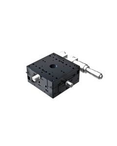 80X80mm Crossed-Roller Bearing, Aluminum, XY-Axis Stage, Side Differential Micrometer, +/-7.5mm, M4 Threads, Right-handed
