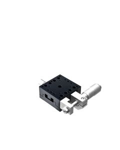 40X40mm Crossed-Roller Bearing, Aluminum, X-Axis Stage, Side Micrometer, +/-6.5mm, M3 Threads