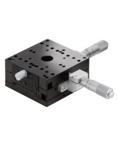 80X80mm Crossed-Roller Bearing, Aluminum, XY-Axis Stage, Center Micrometer, +/-7.5mm, M4 Threads
