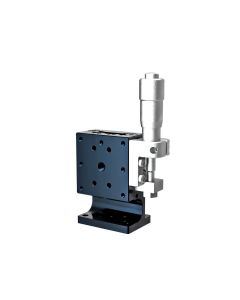 25X25mm EXC Bearing, Steel, Z-Axis Stage, (Vertical Platform/Horizontal Base) Side Micrometer, +/-3mm, M2 Threads, Right-handed