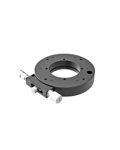 120mm Diameter, Brass, Crossed-Roller Bearing Rotation Stage, 360 Deg Manual Rotation, +/-4 Deg Fine Adjustment, Micrometer Drive, 1/4-20 Threads
