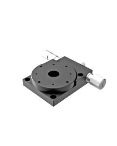 60mm Diameter, Brass, Lapped-Surface Bearing Rotation Stage, 360 Deg Manual Rotation, +/-5 Deg Fine Adjustment, Micrometer Drive, M4 Threads