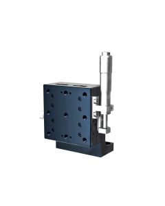 65X65mm Ball Bearing, Aluminum, Z-Axis Stage, (Vertical Platform/Horizontal Base) Side Micrometer, +/-12.5mm, 1/4-20 Threads, Right-handed