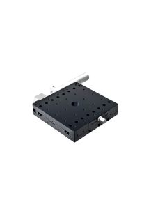 120X120mm Crossed-Roller Bearing, Aluminum, X-Axis Stage, Side Micrometer, +/-20mm, M4 Threads, Right-handed