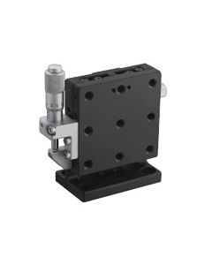 65X65mm EXC Bearing, Steel, Z-Axis Stage, (Vertical Platform/Horizontal Base) Side Micrometer, +/-6.5mm, 1/4-20 Threads