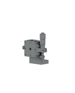 25X25mm EXC Bearing, Stainless Steel, Z-Axis Stage, (Vertical Platform/Horizontal Base) Side Micrometer, +/-3mm, M2 Threads