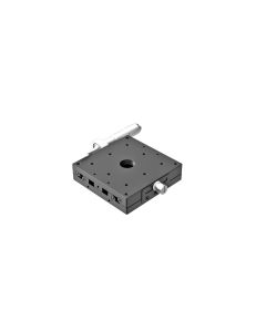 80X80mm EXC Bearing, Steel, X-Axis Stage, Side Micrometer, +/-12.5mm, M4 Threads, Right-handed