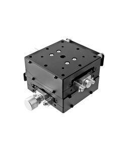 60X60mm Goniometer, EXC Bearings, 2-Axis, +/-15 deg, 60mm Axis Ht, Right-handed, Worm-gear, M4 Thd