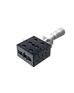 25X25mm Ball Bearing, Aluminum, X-Axis Stage, Center Micrometer, +/-3mm, M2 Threads