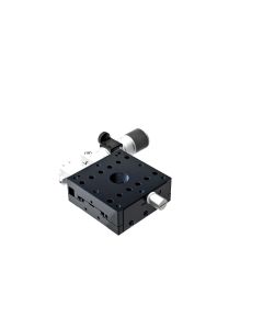 60X60mm Crossed-Roller Bearing, Aluminum, X-Axis Stage, Side Sub-Micron Worm-screw Micrometer, +/-6.5mm, M4 Threads, Right-handed